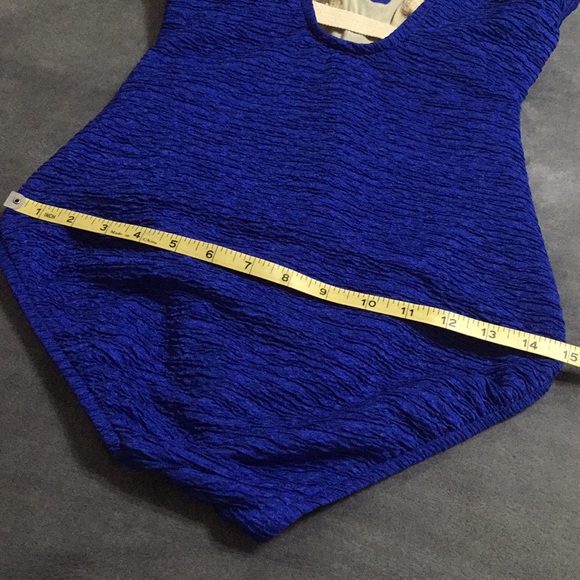 One Piece Bathing Suit Sz 14 Crepe-Look V-Neckline - Picture 13 of 16